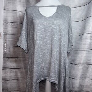New‎ Juicy Couture Large Gray Sharkbite Tee Keyhole Short Sleeve Shirt Casual